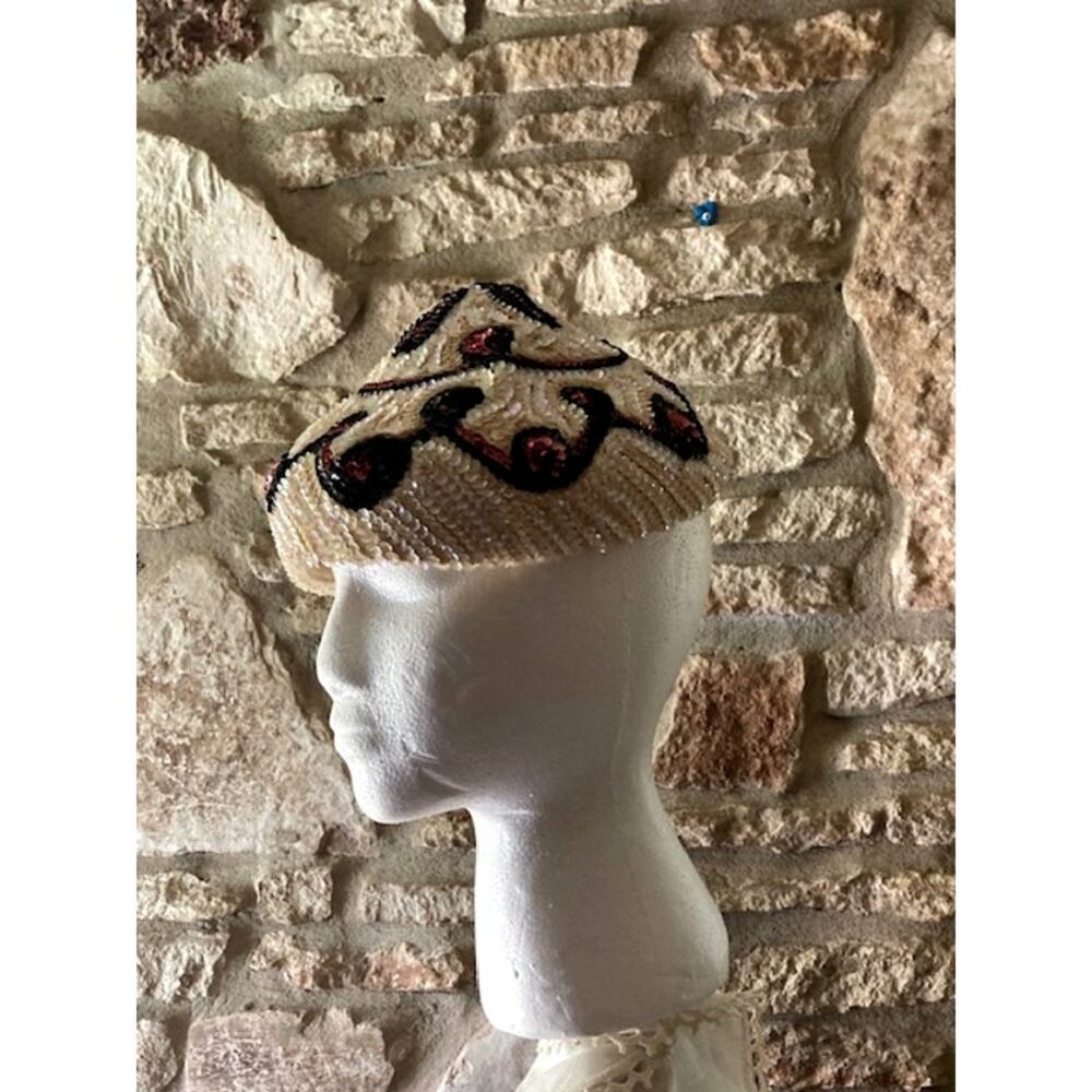 Vintage 1950s Sequin Cocktail Cone Hat by Gene Davis New York